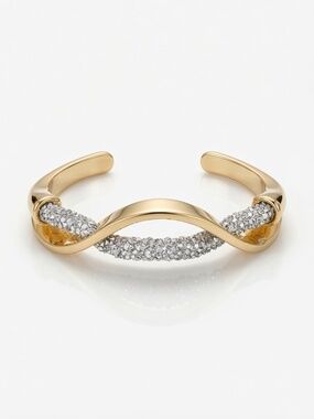 Gold-Tone Clear Crystal Infinity Cuff Bracelet
